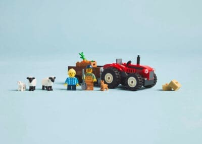 Red Farm Tractor with Trailer & Sheep -