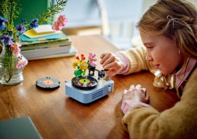 Record Player with Flowers -