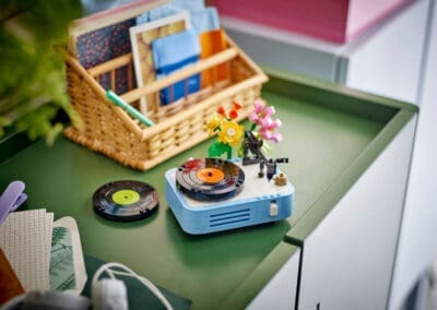 Record Player with Flowers -