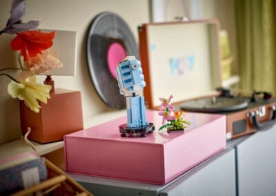 Record Player with Flowers -