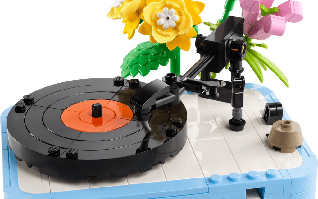 Record Player with Flowers Revealed