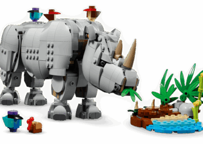 Wild Animals: Majestic Rhino with Birds -